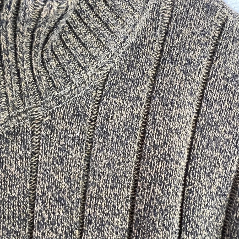 OSCAR DE LA RENTA Mens small 1/4 zip ribbed sweater in black & brown marled yarn